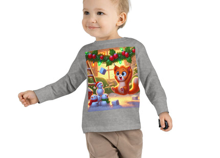 Naughty or Nice Kitten Christmas Toddler Long Sleeve Tee