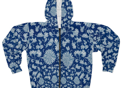 Blue Flower Pattern by Owen Jones Zip Hoodie (AOP)