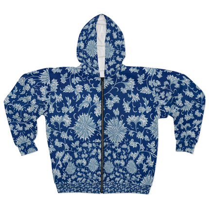 Blue Flower Pattern by Owen Jones Zip Hoodie (AOP)