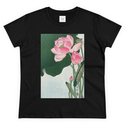 Blooming Lotus Flowers by Ohara Koson Women's Midweight Cotton Tee