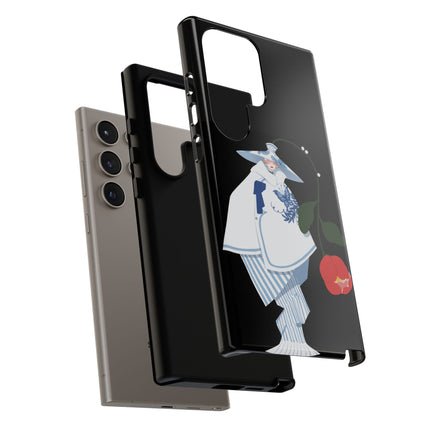 Blue & White Porcelain Geisha Phone Case – Elegant Mystery & Floral Grace