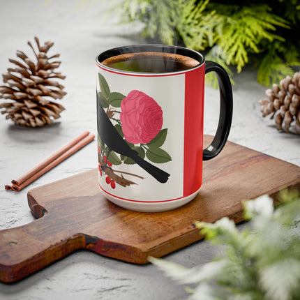 Blackbird & Rose Colorful Mugs – Timeless Elegance & Nature's Harmony
