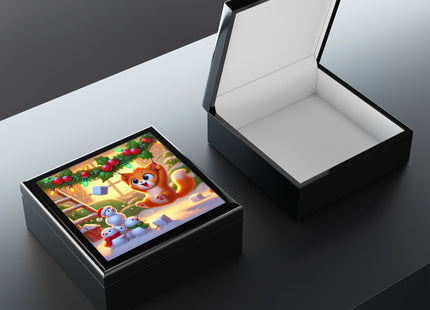 Naughty or Nice Kitten Christmas Jewelry Box