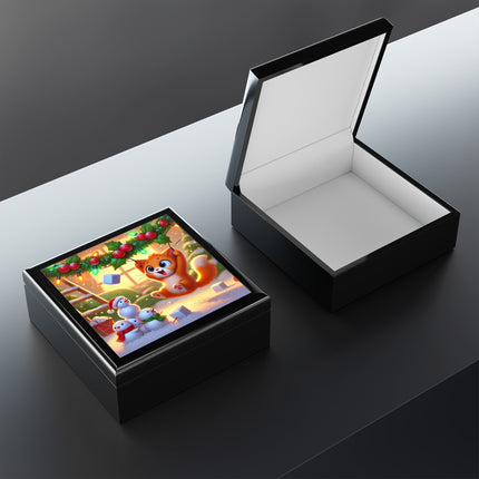 Naughty or Nice Kitten Christmas Jewelry Box
