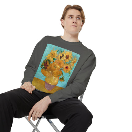 Vase with Twelve Sunflowers by Vincent Van Gogh Unisex Garment-Dyed Sweatshirt