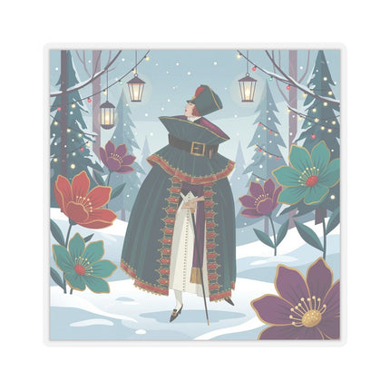 🏮❄️ The Winter Lantern Promenade Kiss-Cut Sticker – Art Deco Holiday Fantasy