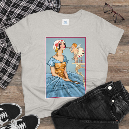 The Enchanting Painter: A Fairy's Artistic Touch Ceramic Women's Midweight Cotton Tee