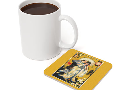 Golden Embrace Cork Back Coaster