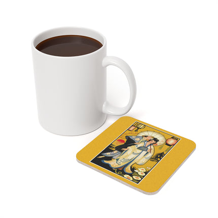Golden Embrace Cork Back Coaster