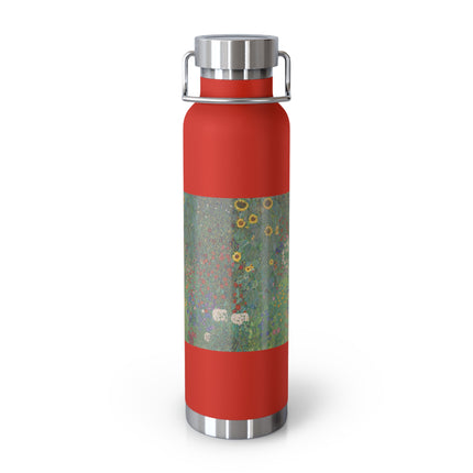 Farm Garden with Sunflowers by Gustav Klimt Copper Vacuum Insulated Bottle, 22oz
