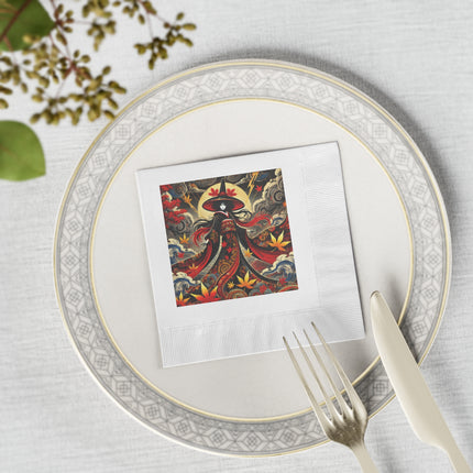 Kabuki Witch White Coined Napkins