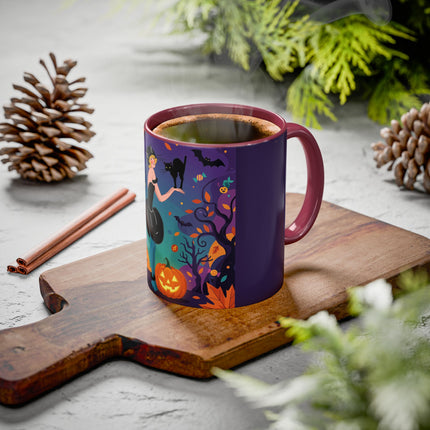 🐈‍⬛🎃 The Midnight Black Cat Masquerade Colorful Mug – Whimsical Halloween Elegance