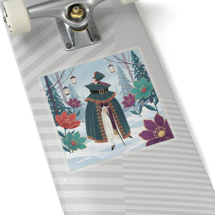 🏮❄️ The Winter Lantern Promenade Kiss-Cut Sticker – Art Deco Holiday Fantasy
