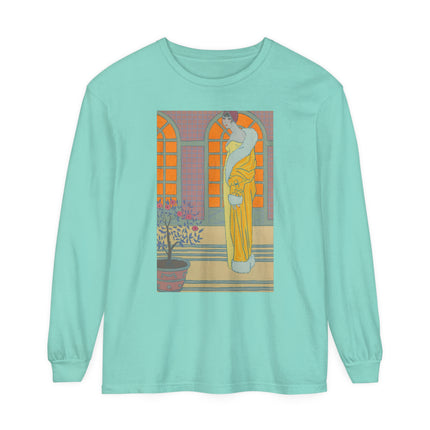 Sur Les Marches Du Jardin by Georges LePape Garment-dyed Long Sleeve T-Shirt
