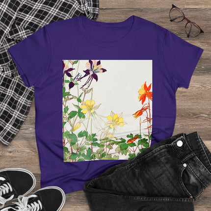 Aquilegia Flowers by Tanigami Kônan Women's Midweight Cotton Tee