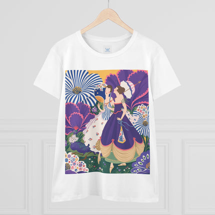💜🌼 The Violet Garden Companions Cotton Tee – Art Deco Fashion Illustration