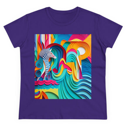 Surfing Zebra Women's Midweight Cotton Tee