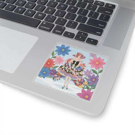 🌸❄️ The Winter Blossom Stroll Kiss-Cut Sticker – Art Deco Snow Garden Fantasy