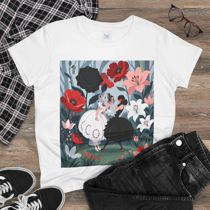 🌹🖤 The Midnight Rose Garden Cotton Tee – Art Deco Floral Fashion