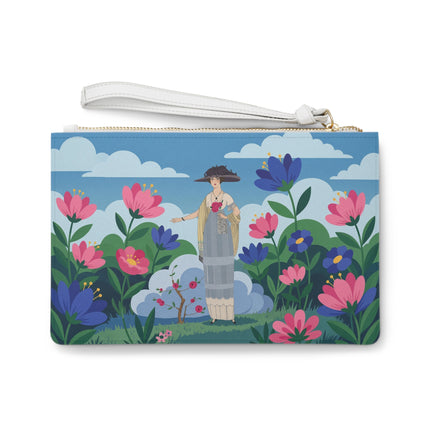 🌸🎩 The Lady Of The Grand Flower Garden Clutch Bag – Art Deco Fashion Illustration