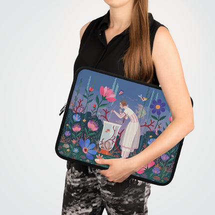 🐠🌸 The Lady of the Underwater Garden Laptop Sleeve – Art Deco Aquatic Fantasy