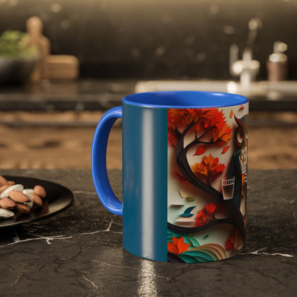 Owl at an Autumn Park Colorful Mugs (11oz, 15oz)