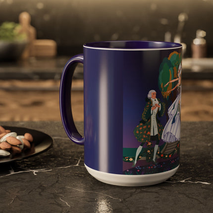 Moonlit Garden Waltz Colorful Mug (11oz, 15oz) – Rococo Romance, Garden Elegance & Enchanted Dance
