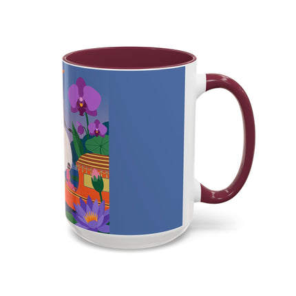 The Lady Of The Lotus Voyage Colorful Mugs – Art Deco Botanical Elegance