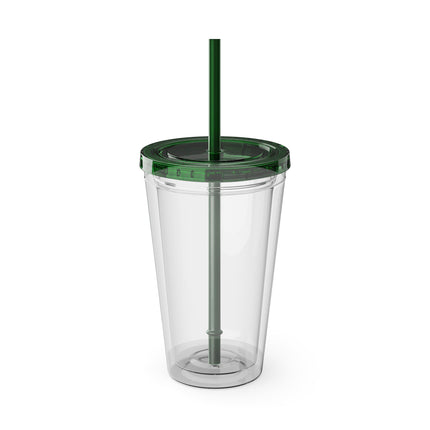 Geisha Kitten by the Seaside Sunsplash Tumbler with Straw, 16oz