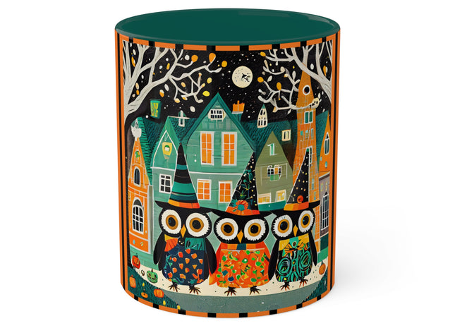 Night of the Trick-or-Treating Owlets Colorful Mugs, 11oz