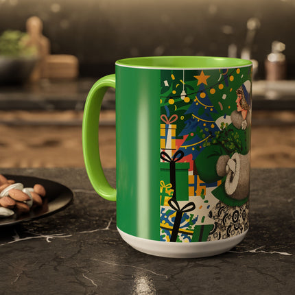 🍀🎄 The Emerald Holly Christmas Colorful Mug – Art Deco Holiday Elegance