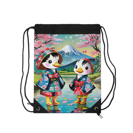 Rainy Day Ducks Drawstring Bag