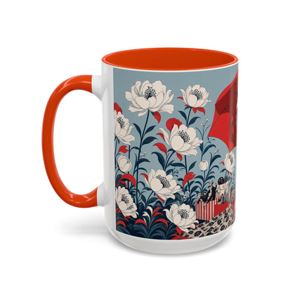 ❤️🌺 The Scarlet Parasol Spectacle Colorful Mug – Art Deco Fashion Elegance