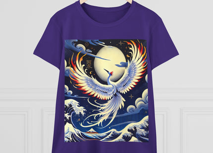 Majestic White Crane Women's Midweight Cotton Tee