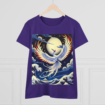 Majestic White Crane Cotton Tee