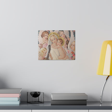 Madonna with Child and Musical Angels – 1935 Art Deco Painting by Gerda Wegener