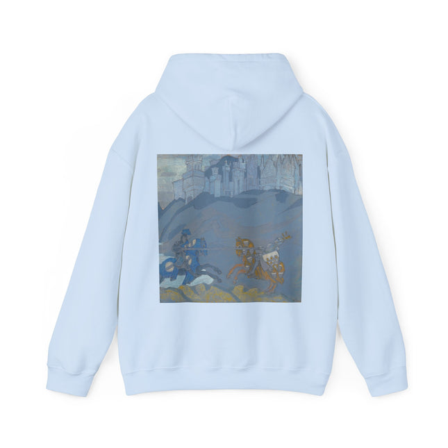 ⚔️🏔️ The Duel by Nicholas Roerich Hooded Sweatshirt – Heroic Conflict & Legendary Valor