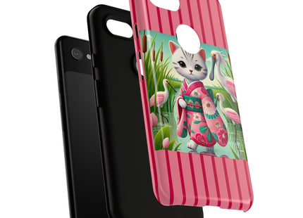 Geisha Kitten Strolls Among the Spoonbills Phone Cases