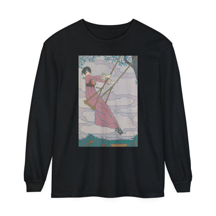 La balançoire by Georges Lepape Garment-dyed Long Sleeve T-Shirt
