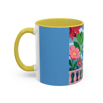 The Lady Of The Blossoming Terrace Colorful Mugs – Art Deco Floral Garden Elegance