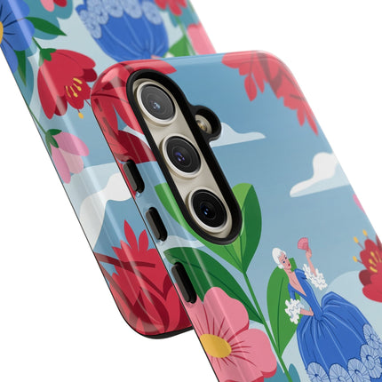 🌺🪭 The Lady Of The Grand Flower Terrace Phone Case – Art Deco Garden Elegance