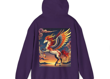 Flame-Winged Horse at Sunset – Heavy Blend™ Hooded Sweatshirt