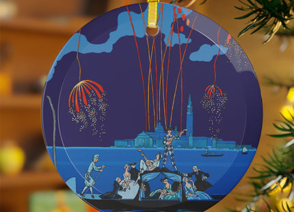 Fireworks in Venice Glass Ornament