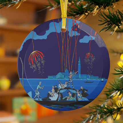Fireworks in Venice Glass Ornament