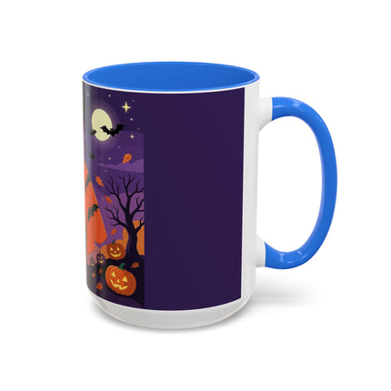 🎃🌕 The Pumpkin Moon Enchantress Colorful Mug – Elegant Halloween Masquerade