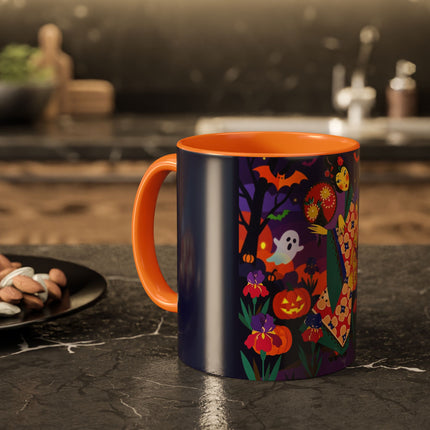 🌙🎃 The Moonlit Garden Masquerade Colorful Mug – Floral Halloween Charm