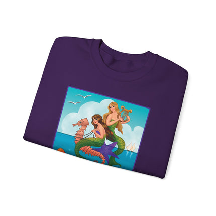 Three Mermaids with Strings of Pearls by Carlo Chiostri Heavy Blend™ Crewneck Sweatshirt