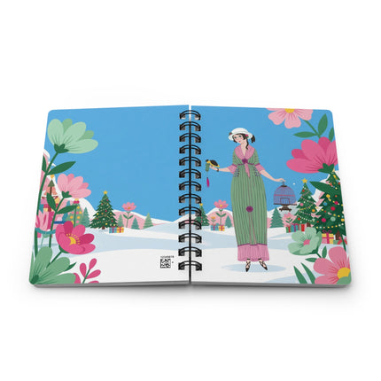 🐦🎄 The Lady Of The Christmas Songbird Spiral Notebook – Art Deco Holiday Fantasy