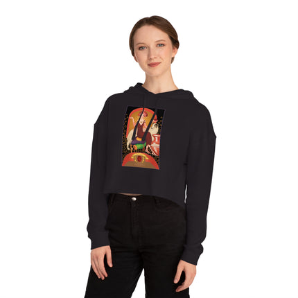 January & Garnet (from the Gem Series) by Sofia Chiostri Women’s Cropped Hooded Sweatshirt