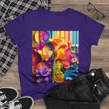 The Graceful Freesia Women's Midweight Cotton Tee